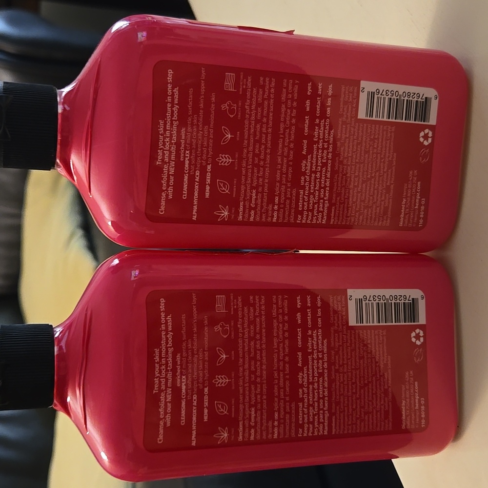 New And Sealed Hempz Sugared Banana & Vanilla Blossom Body Wash 2 x 17oz Bottles - Picture 2 of 5